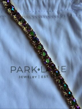 Park Lane Gold-Tone Bracelet with Purple and Green Aurora Crystals